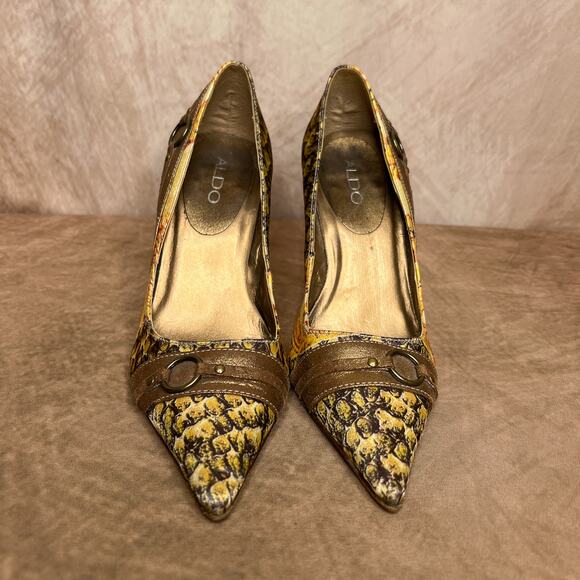 Aldo Multicolor Patchwork Pointed Toe Stiletto Rocaille High Heels Boho Y2K - Picture 3 of 11